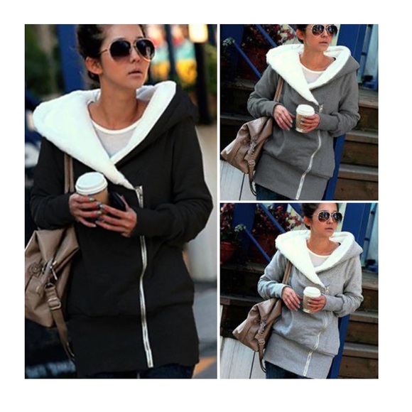 Dark Grey Cozy Swiss Alps Hoodie Coat Jacket New - Picture 2 of 4